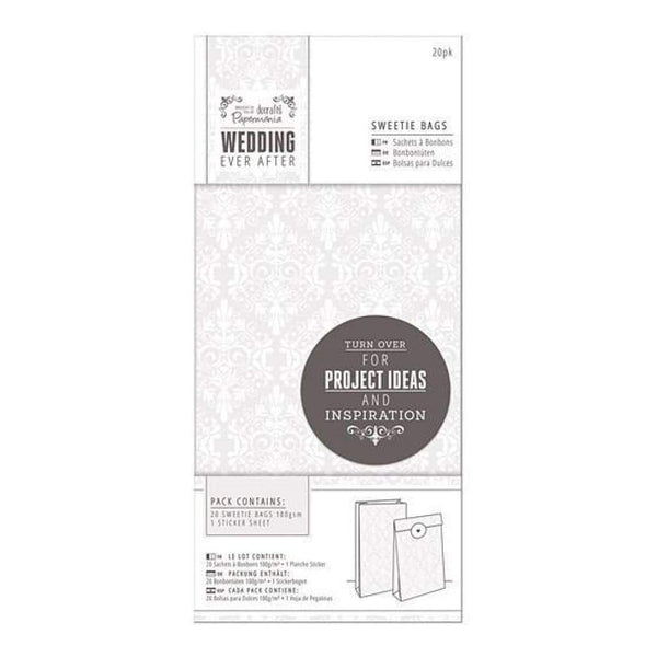 Papermania Ever After Wedding Sweetie Bags  - White Damask Screen Print