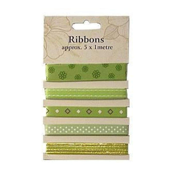 Poppy Crafts Ribbons - Greens - 5 Ribbons