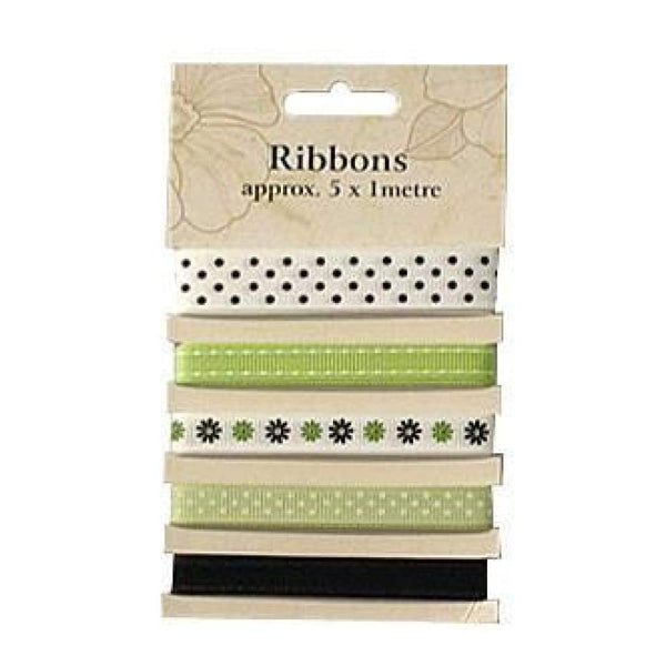 Poppy Crafts Ribbons - Greens - 5 Ribbons