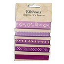 Poppy Crafts Ribbons - Violets - 5 Ribbons