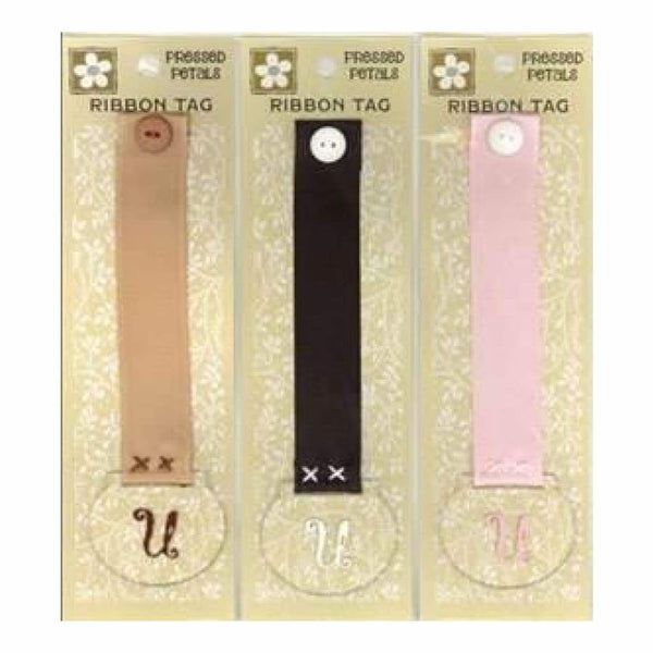 Pressed Petals - Letter U Ribbon Tag - One Of Each Colour Ribbon (3 Per Pack)