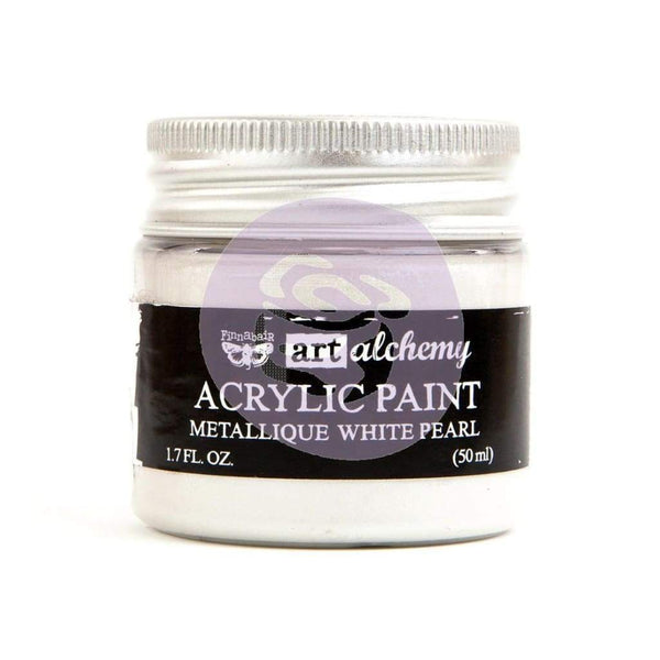 Prima Marketing - Finnabair Art Alchemy Acrylic Paint 1.7 Fluid Ounces Metallique White Pearl