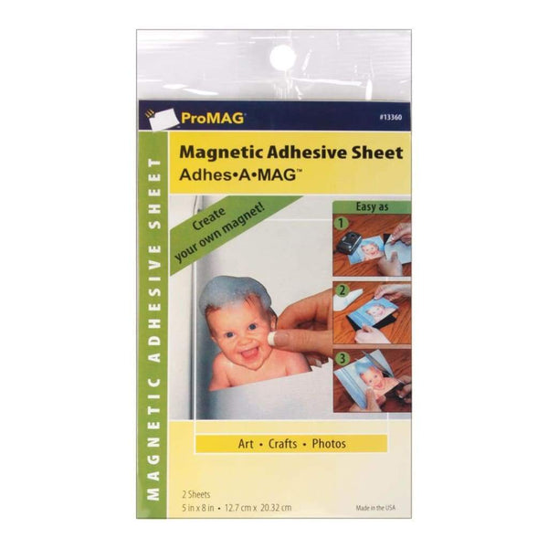 ProMag Adhesive Magnetic Sheets 5 inch X8 inch 2 pack
