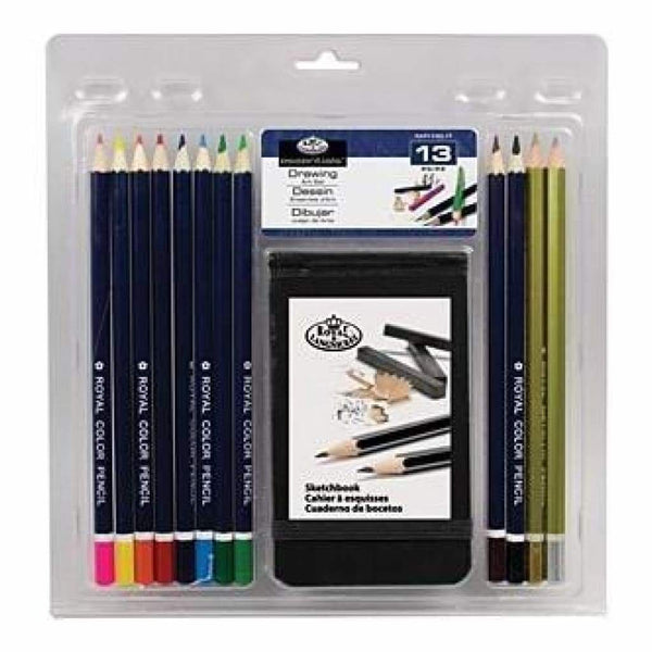 Royal Brush - Clamshell Art Sets Drawing Pencil With Sketchbook 13Pc