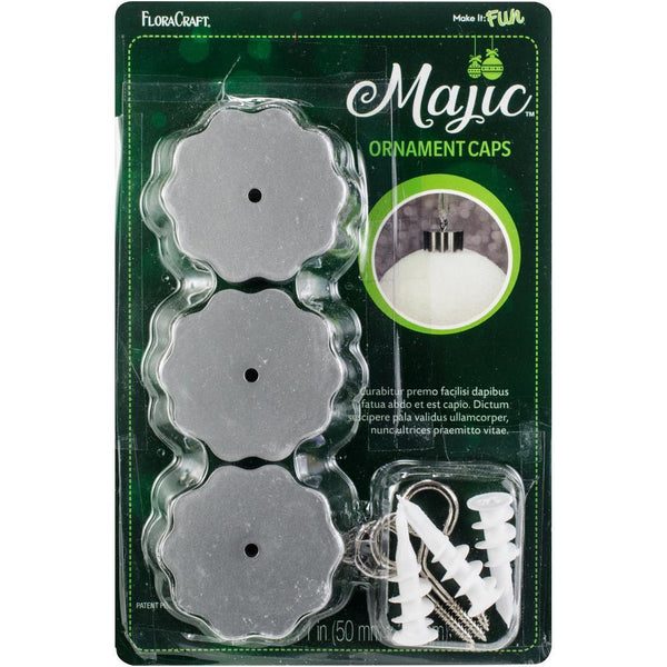 Majic Ornament Caps 2inch X1inch 3 pack Silver