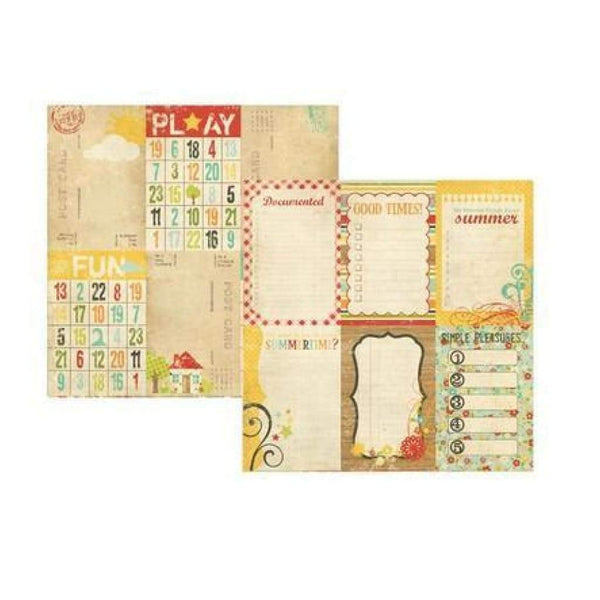 Simple Stories By Memory Works - 100 Days Of Summer - Vertical Journaling Elements 12X12 Inch Double-Sided Paper