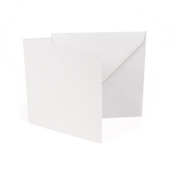 Poppy Crafts 135x135mm 300GSM Cards and Envelopes - Silk White - Pack of 10