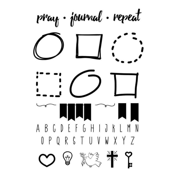 SRM Bible Journaling Clear Stamps 4 inch X6 inch Pray, Journal, Repeat