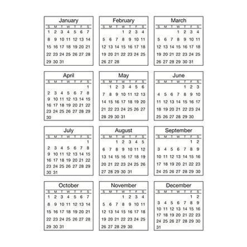 Srm Mini Standard Calendar Stickers 2017