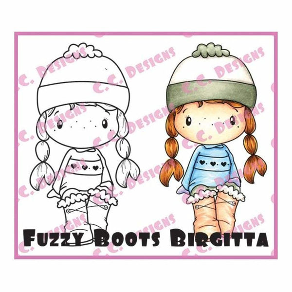 Swiss Pixie Cling Stamp 3X1.75 Fuzzy Boot Birgitta