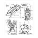 Tim Holtz Cling Rubber Stamp Set 7Inch X8.5Inch Christmas Blueprint