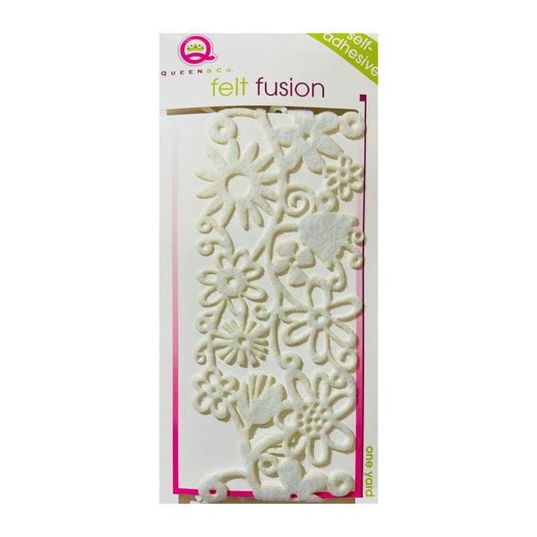 Queen & Co 1 Yard Self-Adhesive Felt Fusion - Floral - White*