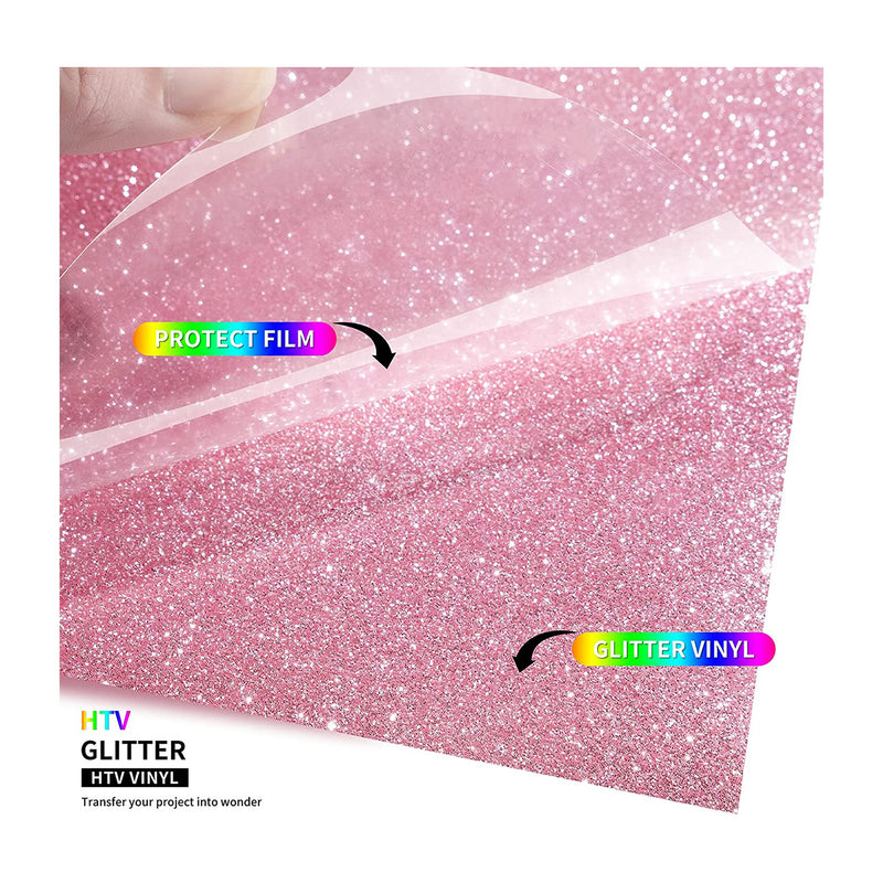 Poppy Crafts 10"x5' Heat Transfer Glitter Vinyl - Pink