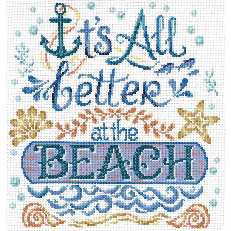 Imaginating Counted Cross Stitch Kit 10"X10" Life is Better at the Beach (14 Count)*