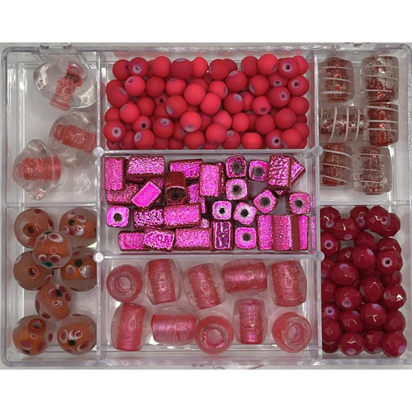 Bead Bazaar Glass Beads In A Case - Pink*