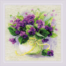 RIOLIS Counted Cross Stitch Kit 8.75"X8.75" Violets In A Pot (14 Count)*
