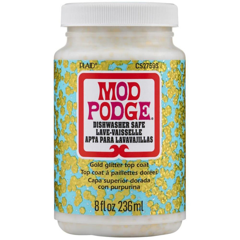 Mod Podge Diswasher Safe Acrylic Sealer 8oz Glitter Gold