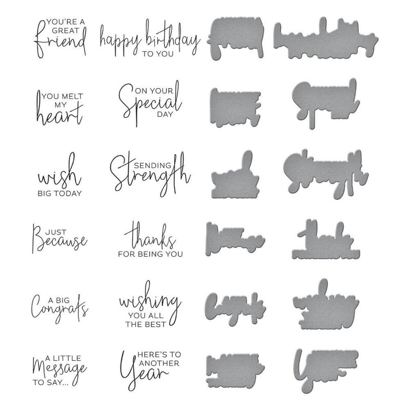 Spellbinders BetterPress Letterpress Press Plates &  Dies Set A Little Message 12/Plates &  12/Dies