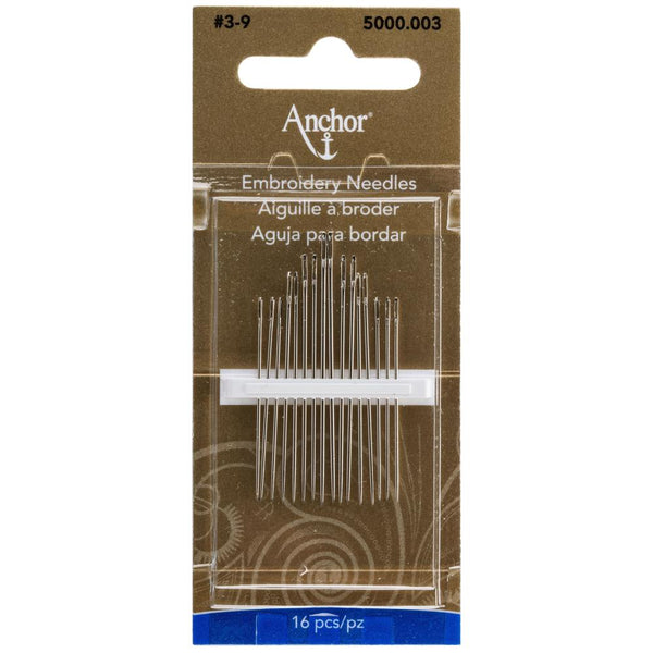 Anchor Embroidery Hand Needles - Sizes 3-9