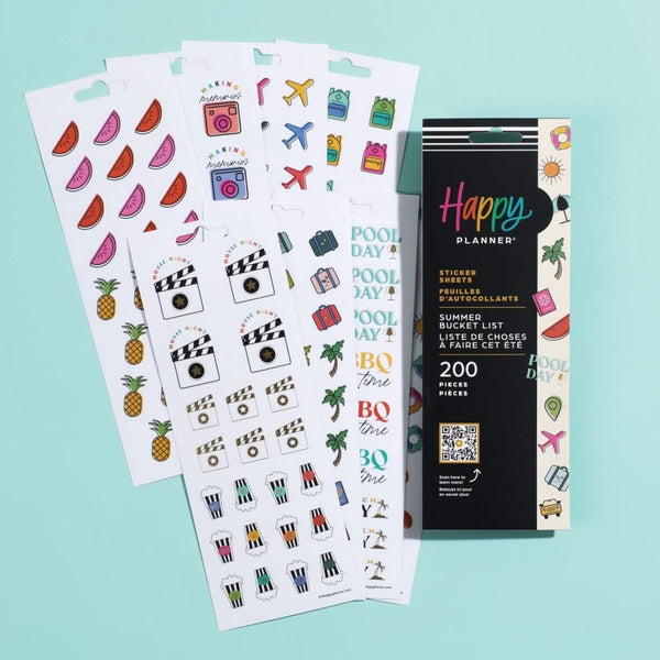 Happy Planner Sticker Sheets 8/Sheets Summer Bucket List, 200 Pieces*