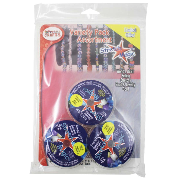 Stretch Magic Bead & Jewellery Cords Value Pack 3/Pkg Clear, .5mmx10m, .7mmx5m, And 1mmx5m