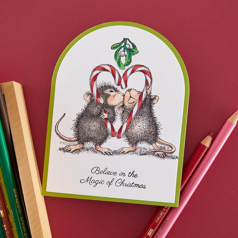 House Mouse Cling Rubber Stamp Mistletoe Kiss*
