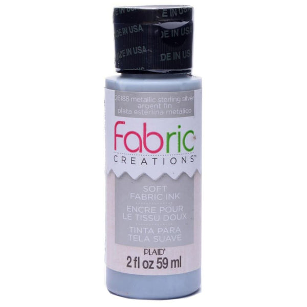 Plaid Fabric Creations Soft Fabric Metallic Ink 2oz. - Metallic Silver*
