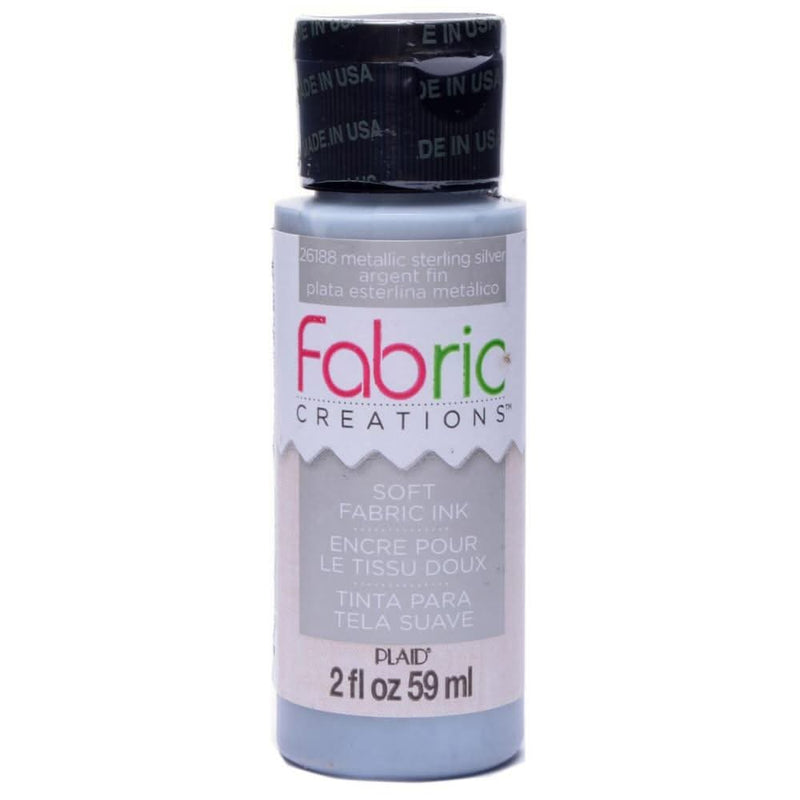 Plaid Fabric Creations Soft Fabric Metallic Ink 2oz. - Metallic Silver*