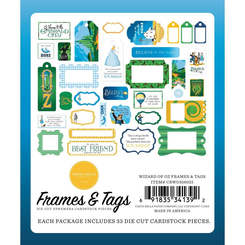 Carta Bella Cardstock Ephemera 33/Pkg Frames & Tags, Wizard Of Oz*