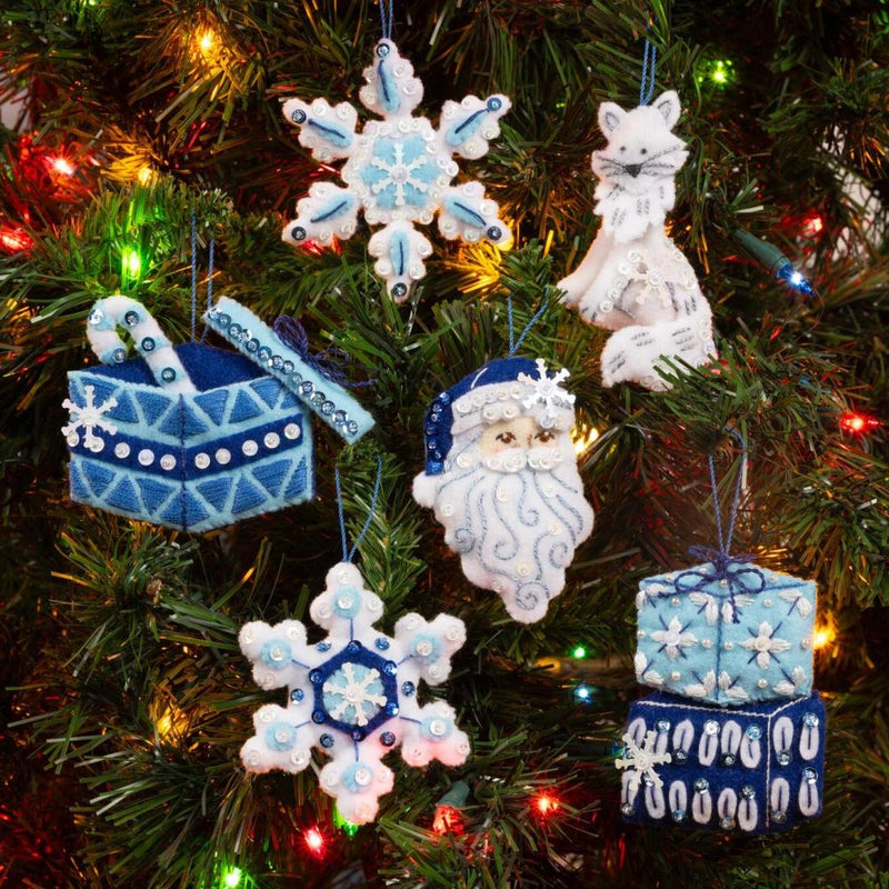 Bucilla Felt Ornaments Applique Kit Set Of 6 Arctic Santa & Friends*