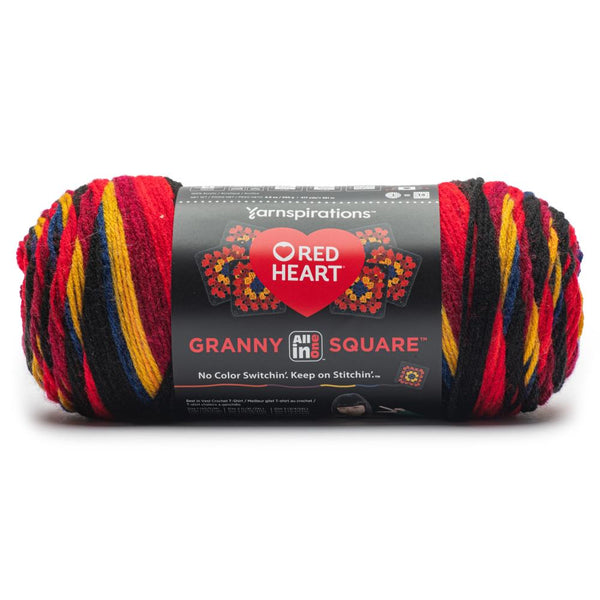 Red Heart All in One Granny Square Black - Moody Cherry