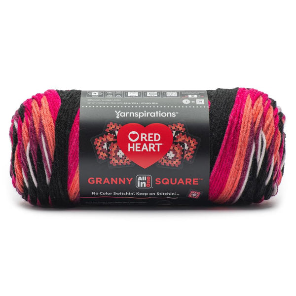Red Heart All in One Granny Square Black - Carnation Code