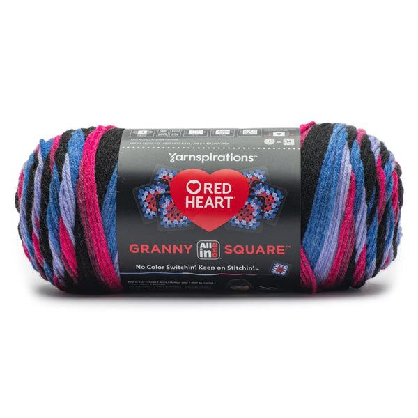 Red Heart All in One Granny Square Black - Hyper Violet