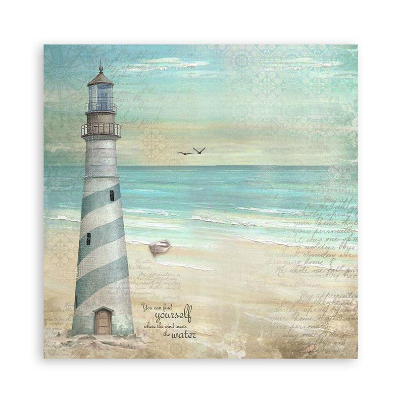 Stamperia Polyester Fabric 12"x 12" 4/Pkg - Sea Land