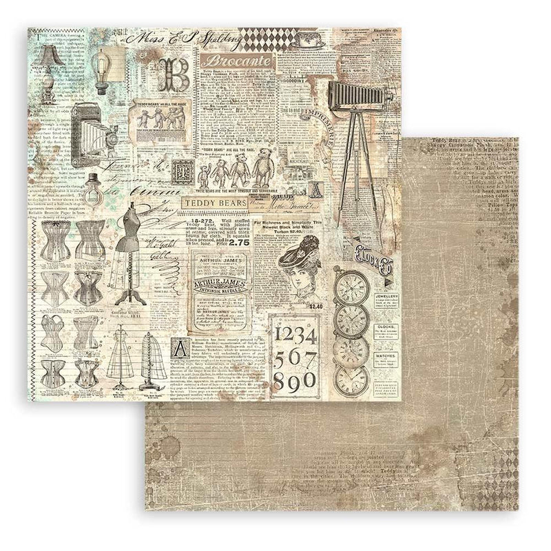 Stamperia Double-Sided Paper Pad 12"x 12" 10/Pkg - Maxi Background Selection - Brocante Antiques