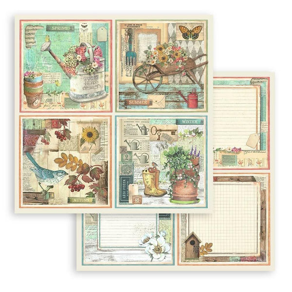 Stamperia Double-Sided Paper Pad 8"x 8" 10/Pkg - Garden