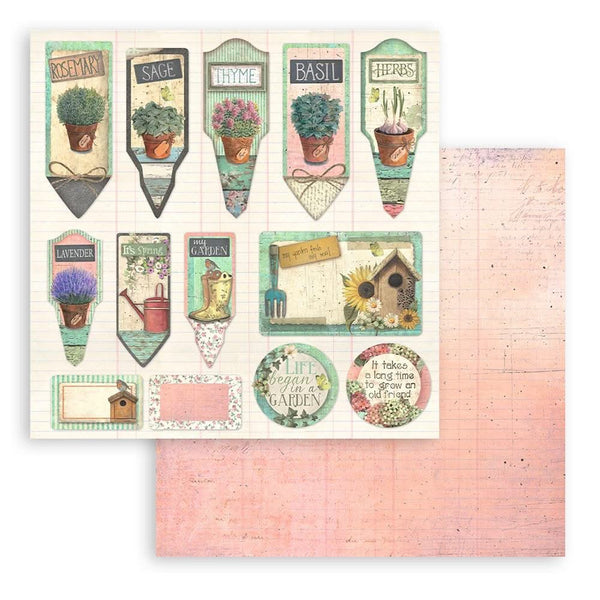 Stamperia Double-Sided Paper Pad 8"x 8" 10/Pkg - Garden