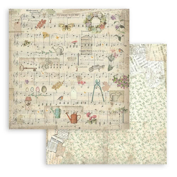 Stamperia Double-Sided Paper Pad 8"x 8" 10/Pkg - Garden