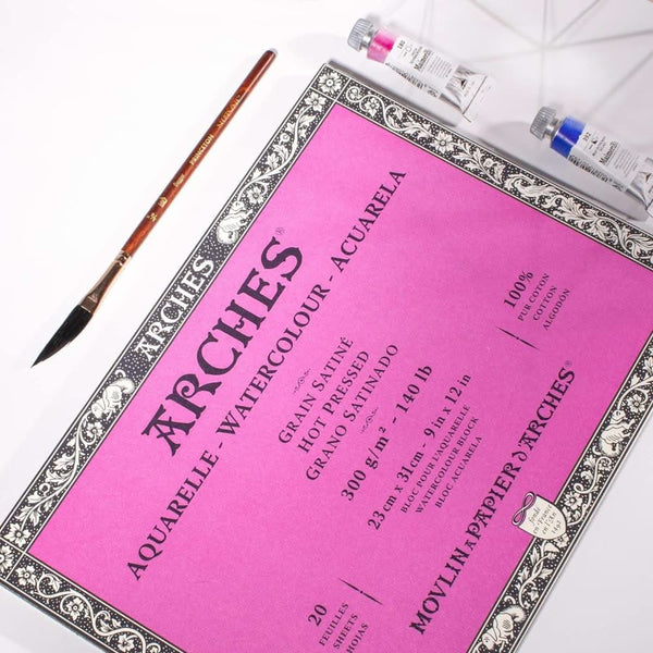 Arches Watercolour Block - Hot Pressed 300gsm 23cm x 31cm - 20 Sheets