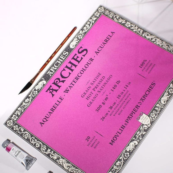 Arches Watercolour Block - Hot Pressed 300gsm 26cm x 36cm - 20 Sheets