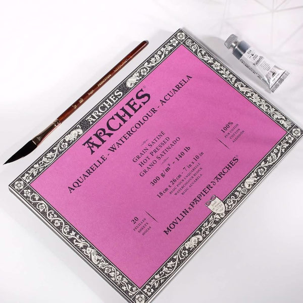 Arches Watercolour Block - Hot Pressed 300gsm 18cm x 26cm - 20 Sheets