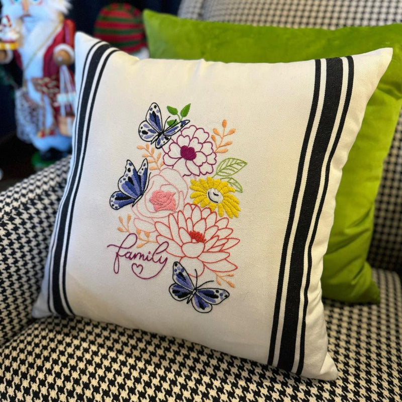 Aunt Martha's - Grain Sack Pillow Cover - 100% Cotton Twill Natural Black Stripe*