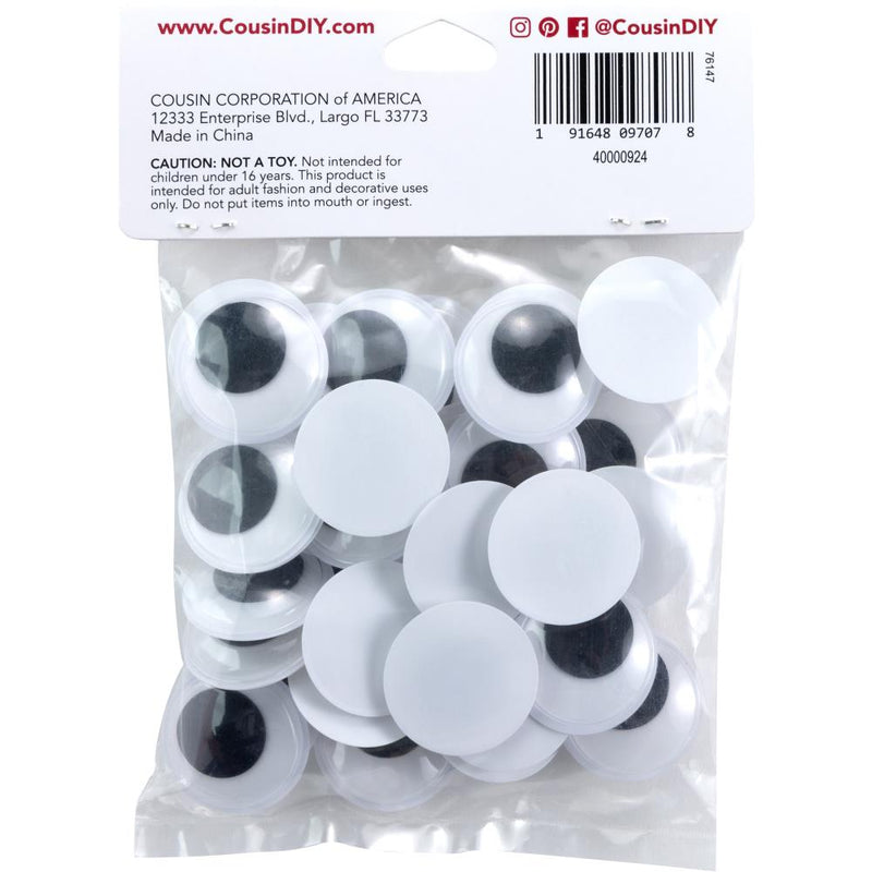 CousinDIY Paste-On Wiggle Eyes 25mm 34/Pkg Black
