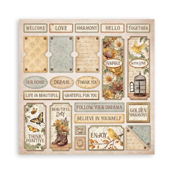 Stamperia Single-Sided Paper Pad 8"x 8" 22/Pkg - Golden Harmony*