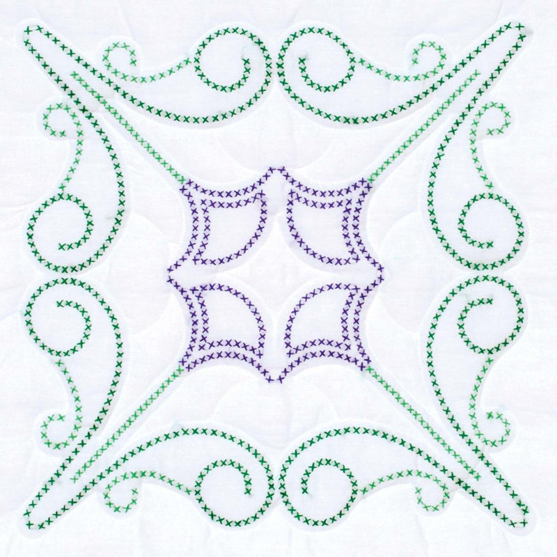 Jack Dempsey Stamped White Quilt Blocks 18"X18" 6/Pkg Cross-Stitch Design*