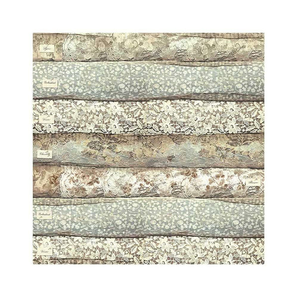 Stamperia Polyester Fabric 12"x 12" 4/Pkg - Old Lace