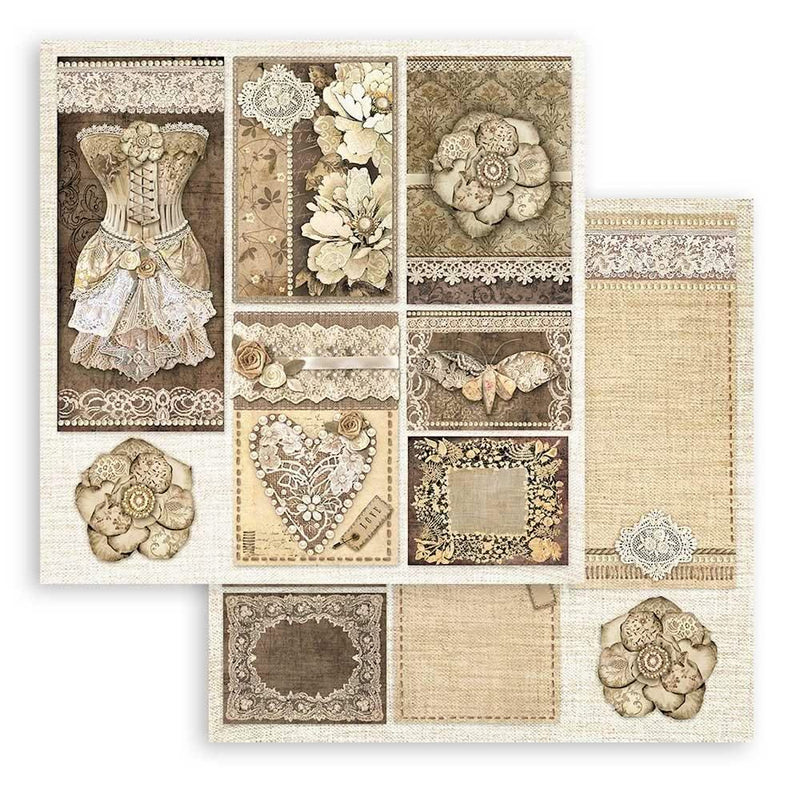 Stamperia Double-Sided Paper Pad 8"x 8" 10/Pkg - Old Lace
