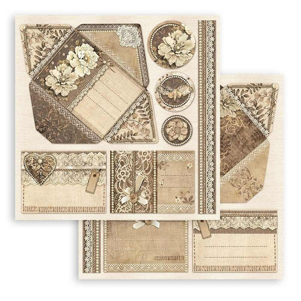 Stamperia Double-Sided Paper Pad 8"x 8" 10/Pkg - Old Lace