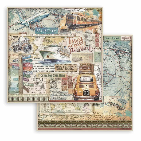 Stamperia Double-Sided Paper Pad 12"x 12" 10/Pkg - Art of Travelling