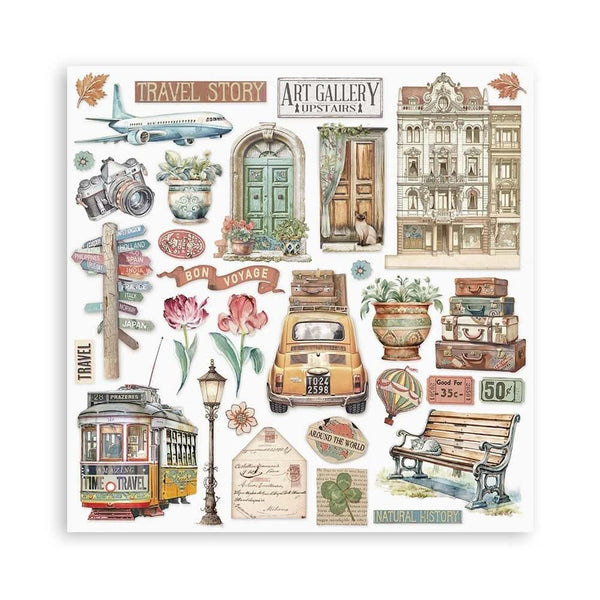 Stamperia Double-Sided Paper Pad 8"x 8" 10/Pkg - Art of Travelling